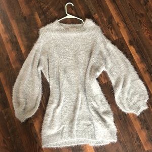 Fuzzy sweater dress (grayish blue)
